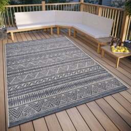 Rackhams Indoor & Outdoor Tribal Geometric Rug – Grey - 115X170 cm - thumbnail 5