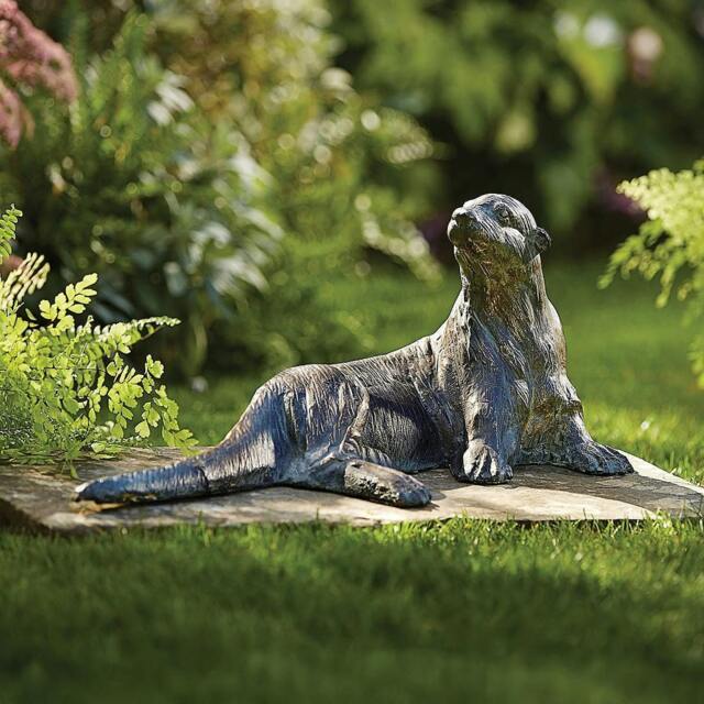 Rackhams Cast Bronze Otter Garden Sculpture, Outdoor Decor