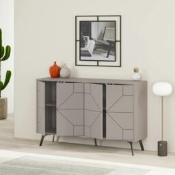 Rackhams Dune Geometric 4 Door Sideboard with Metal Legs (W) 123cm - Anthracite Grey - thumbnail 6