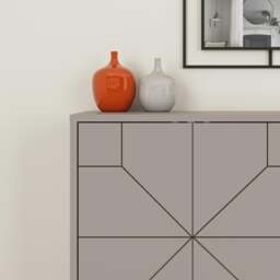 Rackhams Dune Geometric 4 Door Sideboard with Metal Legs (W) 123cm - Anthracite Grey - thumbnail 4