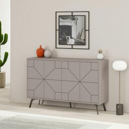 Rackhams Dune Geometric 4 Door Sideboard with Metal Legs (W) 123cm - Anthracite Grey - thumbnail 5