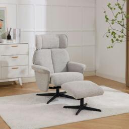 Rackhams Oldbury Swivel Chair with Footstool - Pearl Grey