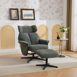 Rackhams Oldbury Swivel Chair with Footstool - Pearl Grey - thumbnail 3