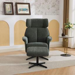 Rackhams Oldbury Swivel Chair with Footstool - Pearl Grey - thumbnail 4