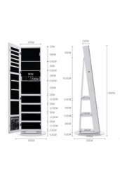Rackhams 360°  Rotating Jewelry Cabinet With Mirror 156CM High,Large Capacity Floor Standing Jewelry Organizer - White - thumbnail 6