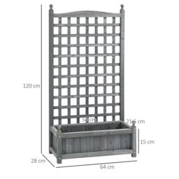 Rackhams Raised Garden Bed with Trellis Garden Planters Indoor Grey - thumbnail 3