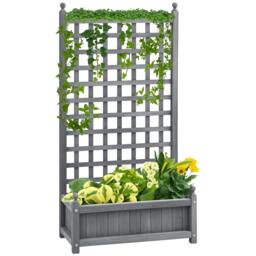 Rackhams Raised Garden Bed with Trellis Garden Planters Indoor Grey - thumbnail 2