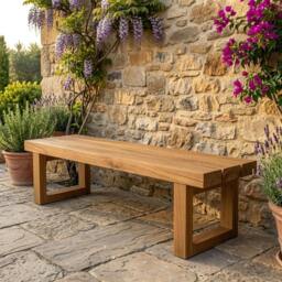 Rackhams Chunky Outdoor Bench - 120cm - Sapele - Narrow - 80cm - thumbnail 2