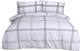 Rackhams Luxury Hounds tooth Check Brushed Cotton Duvet Cover Set - Easy Care Bedding - Lilac - Double (200cm x 200cm) - thumbnail 1