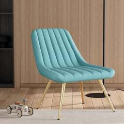 Rackhams Livingandhome Velvet Upholstered Gold Metal Legs Lounge Accent Chair - thumbnail 4