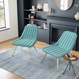 Rackhams Livingandhome Velvet Upholstered Gold Metal Legs Lounge Accent Chair - thumbnail 2