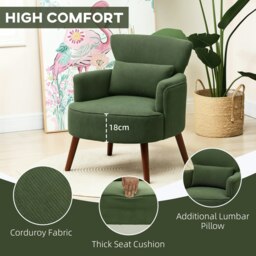 Rackhams Armchair with Padded Seat and Backrest for Living Room - Green - Polyester - thumbnail 6