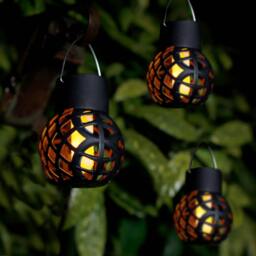 Rackhams Pack of 6 Solar Hanging Lanterns – Dancing Flame LED Lights - thumbnail 2