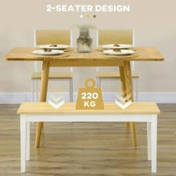 Rackhams 102 cm Wood Dining Bench for 2 People, Wooden Bench for Kitchen, Dining Room, Entryway, White - thumbnail 4