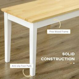 Rackhams 102 cm Wood Dining Bench for 2 People, Wooden Bench for Kitchen, Dining Room, Entryway, White - thumbnail 5