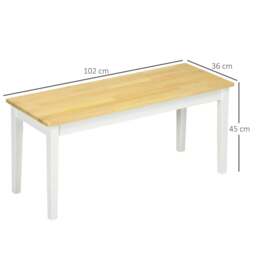 Rackhams 102 cm Wood Dining Bench for 2 People, Wooden Bench for Kitchen, Dining Room, Entryway, White - thumbnail 3