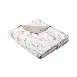 Rackhams Brushed Grasmere Floral Cotton Reversible Quilted Bedspread Green - 200 x 220 cm - Green - thumbnail 5