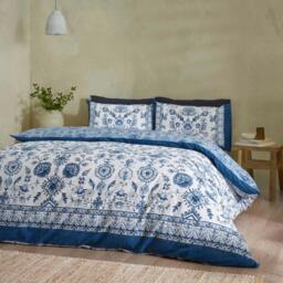 Rackhams Zoukara Floral Reversible Duvet Cover Set Blue - King - Blue