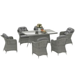 Rackhams PE Rattan Garden Dining Set for 6 with Seat and Back Cushions - thumbnail 2