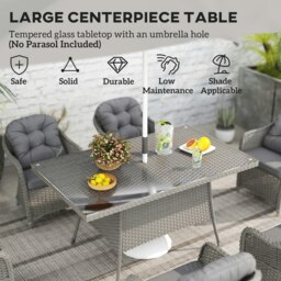Rackhams PE Rattan Garden Dining Set for 6 with Seat and Back Cushions - thumbnail 4