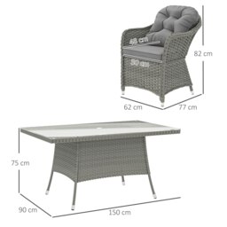 Rackhams PE Rattan Garden Dining Set for 6 with Seat and Back Cushions - thumbnail 5
