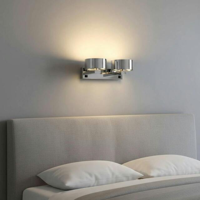 Rackhams 12 Watt LED Chrome Wall Mounted Over Bed Reading Light - image 1