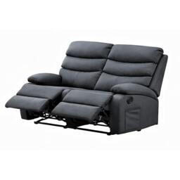 Rackhams 2 Seater Manual Recliner Sofa, Dark Grey - PU Leather - 133 - Dark Grey - thumbnail 5