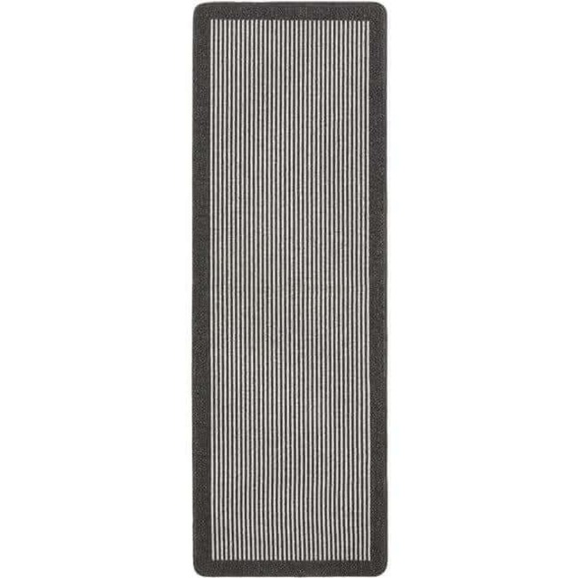 Rackhams Washable Striped Dark Grey Mat and Runner - 67X200 cm - image 1