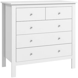 Rackhams Modern Chest Of Drawers, 5 Drawer Unit Storage Chest for Bedroom - white - 5