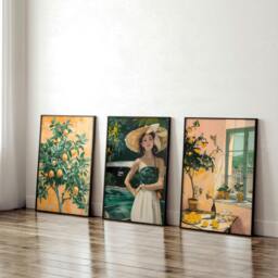 Rackhams Wall Art For Living Room Modern - Set of 3 Italian Lifestyle Wall art Prints - A4 8.27 x 11.69 in / 21 x 29.7 cm - Satin Photo paper 280 gsm - Oak Frame - thumbnail 5