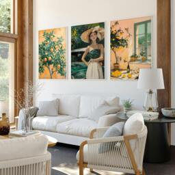Rackhams Wall Art For Living Room Modern - Set of 3 Italian Lifestyle Wall art Prints - A4 8.27 x 11.69 in / 21 x 29.7 cm - Satin Photo paper 280 gsm - Oak Frame - thumbnail 2