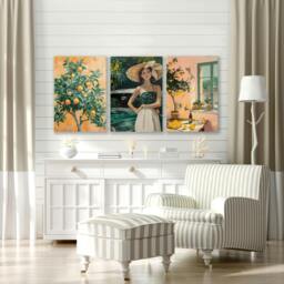 Rackhams Wall Art For Living Room Modern - Set of 3 Italian Lifestyle Wall art Prints - A4 8.27 x 11.69 in / 21 x 29.7 cm - Satin Photo paper 280 gsm - Oak Frame - thumbnail 4
