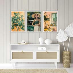 Rackhams Wall Art For Living Room Modern - Set of 3 Italian Lifestyle Wall art Prints - A4 8.27 x 11.69 in / 21 x 29.7 cm - Satin Photo paper 280 gsm - Oak Frame - thumbnail 6