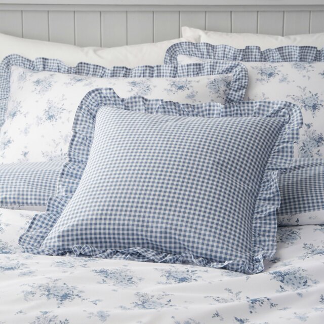 Rackhams Lucie Floral Frill Fully Reversible Cushion - Blue - image 1