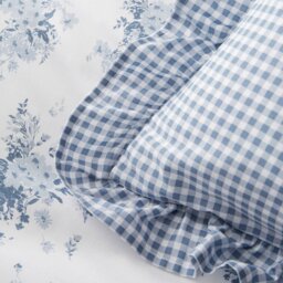 Rackhams Lucie Floral Frill Fully Reversible Cushion - Blue - thumbnail 2