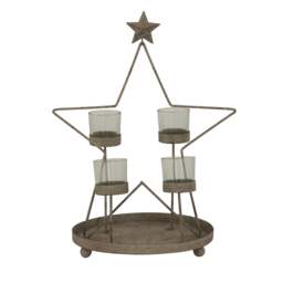 Rackhams Outline Star Candle Holder - Antique Bronze - Antique Bronze - 38cm x 22cm x 28cm - 100% Mixed