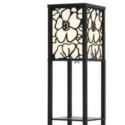 Rackhams Brown Floor Lamp with Flower Linen Shade 3 Layers Indoor Towered Lamp - Chocolate - thumbnail 4
