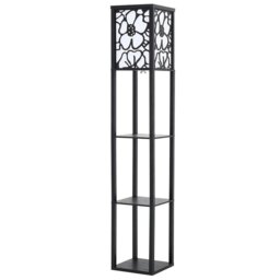 Rackhams Brown Floor Lamp with Flower Linen Shade 3 Layers Indoor Towered Lamp - Chocolate - thumbnail 3