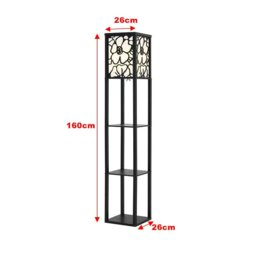 Rackhams Brown Floor Lamp with Flower Linen Shade 3 Layers Indoor Towered Lamp - Chocolate - thumbnail 6