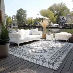 Rackhams Dynamic Indoor & Outdoor Reversible Grey Rug - 200X290 cm - thumbnail 6