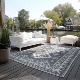 Rackhams Dynamic Indoor & Outdoor Reversible Grey Rug - 200X290 cm - thumbnail 5