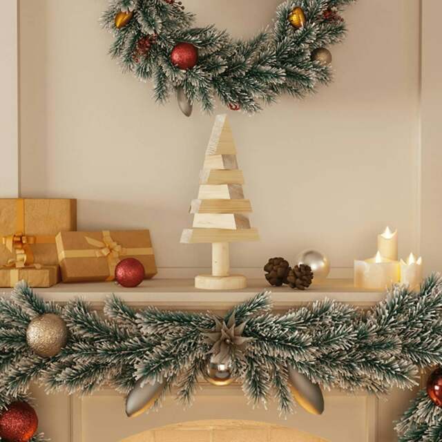 Rackhams Wooden Christmas Trees for Decoration 2 pcs 30 cm Solid Wood Pine