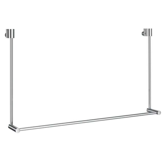 "Rackhams Polished Chrome Single Towel Rail 60cm/23.6"" Bathroom Towel Holder for Mounting to Glass Shower Panels 5 - 10mm Wide" - image 1