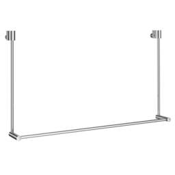 "Rackhams Polished Chrome Single Towel Rail 60cm/23.6"" Bathroom Towel Holder for Mounting to Glass Shower Panels 5 - 10mm Wide"