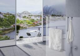 "Rackhams Polished Chrome Single Towel Rail 60cm/23.6"" Bathroom Towel Holder for Mounting to Glass Shower Panels 5 - 10mm Wide" - thumbnail 2