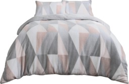 Rackhams Luxurious GEO Triangle Fleece Duvet Cover with Pillowcases - Blush Pink - Double (200cm x 200cm) - thumbnail 2