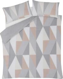 Rackhams Luxurious GEO Triangle Fleece Duvet Cover with Pillowcases - Blush Pink - Double (200cm x 200cm) - thumbnail 4