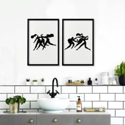 Rackhams Canvas Art For Bathrooms - Set of 2 Boho Women Wall art Prints - A2 16.54 x 23.39 in / 42 x 59.4 cm - Satin Photo paper 280 gsm - White Frame - thumbnail 3