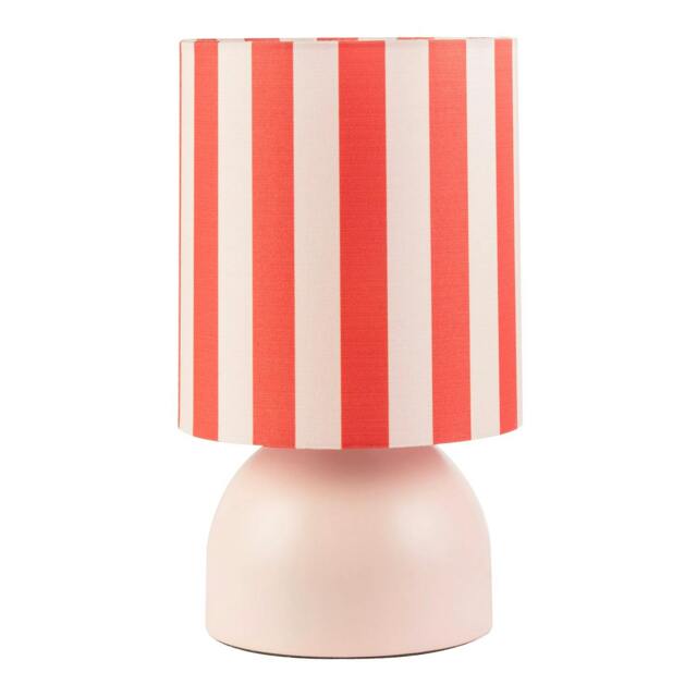 Rackhams Chic Pastel Pink Domed Table Lamp with Vertically Striped Fabric Shade - image 1