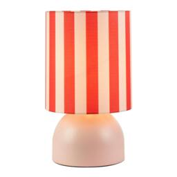 Rackhams Chic Pastel Pink Domed Table Lamp with Vertically Striped Fabric Shade - thumbnail 2